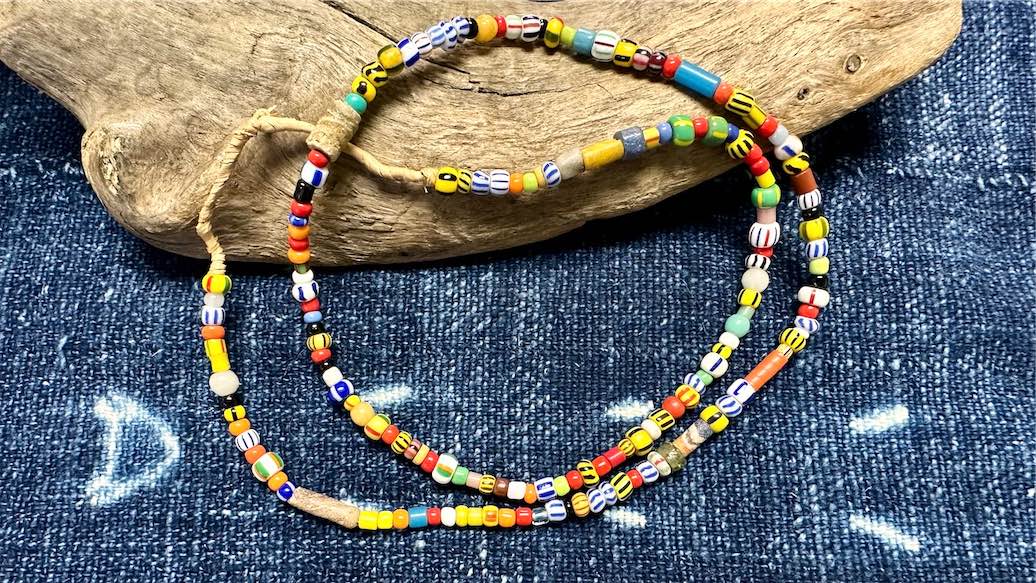 Blue African glass bead Necklet (necklace or bracelet)