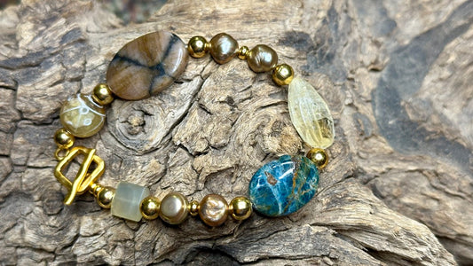 Apatite, Chalcedony, & Citrine Bracelet by William