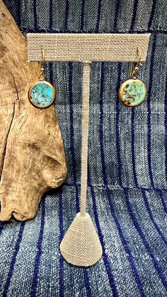 Turquoise Coin Earrings by Andrew Thornton