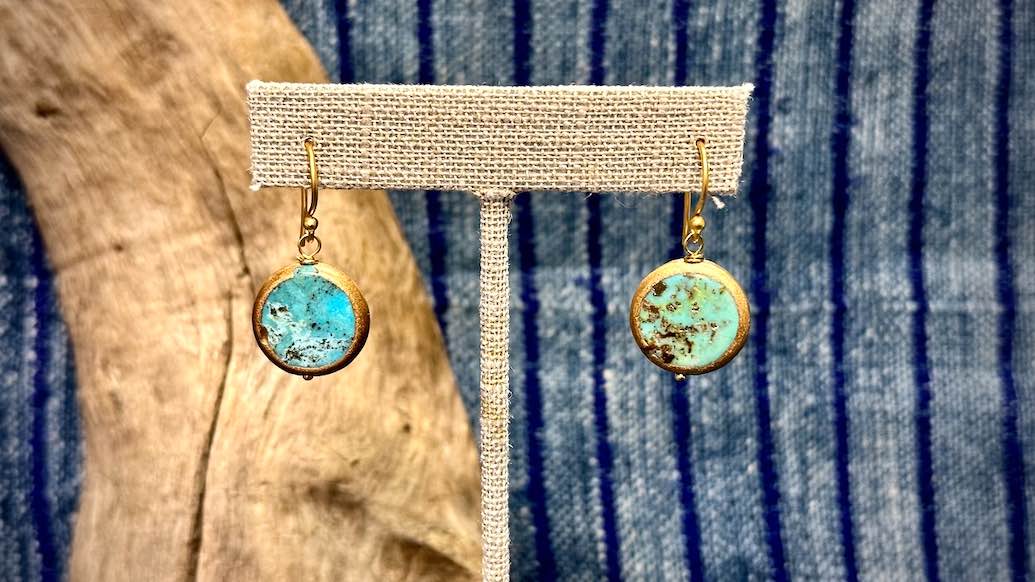 Turquoise Coin Earrings by Andrew Thornton