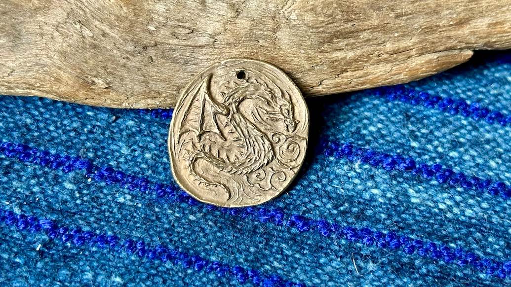 Bronze Pendant by Andrew Thornton - Lindworm Dragon