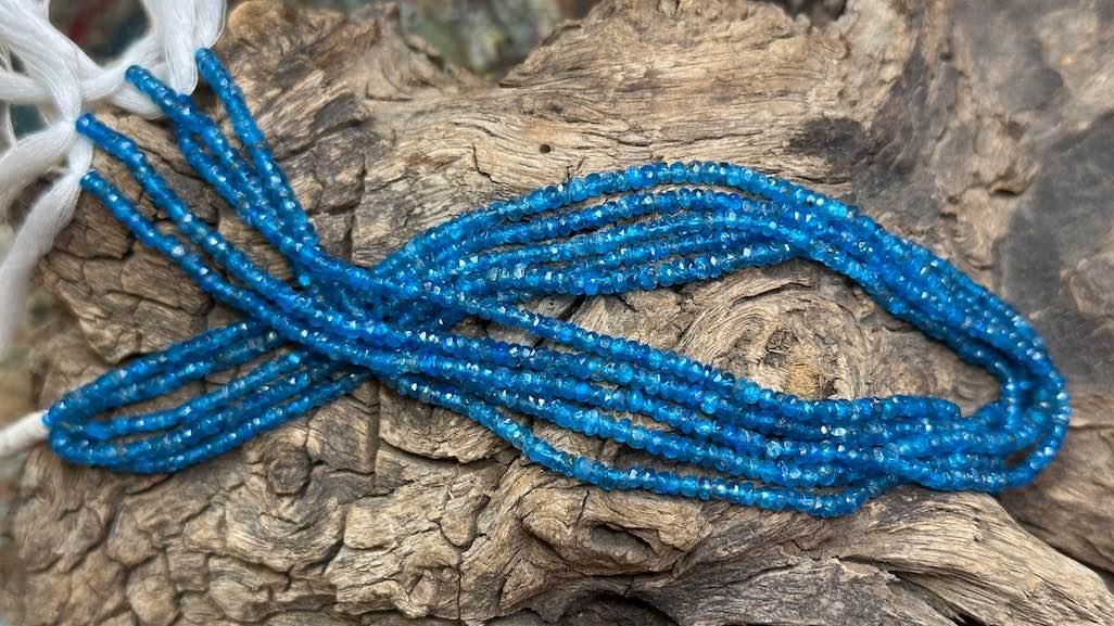 Neon Apatite Bead Strand - Faceted Rondelles - 3mm — 13”