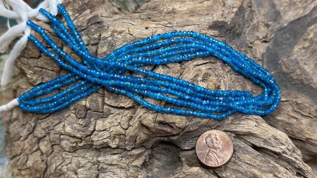 Neon Apatite Bead Strand - Faceted Rondelles - 3mm — 13”