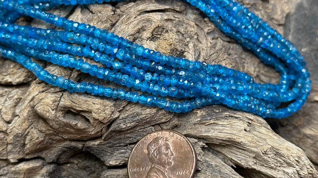 Neon Apatite Bead Strand - Faceted Rondelles - 3mm — 13”