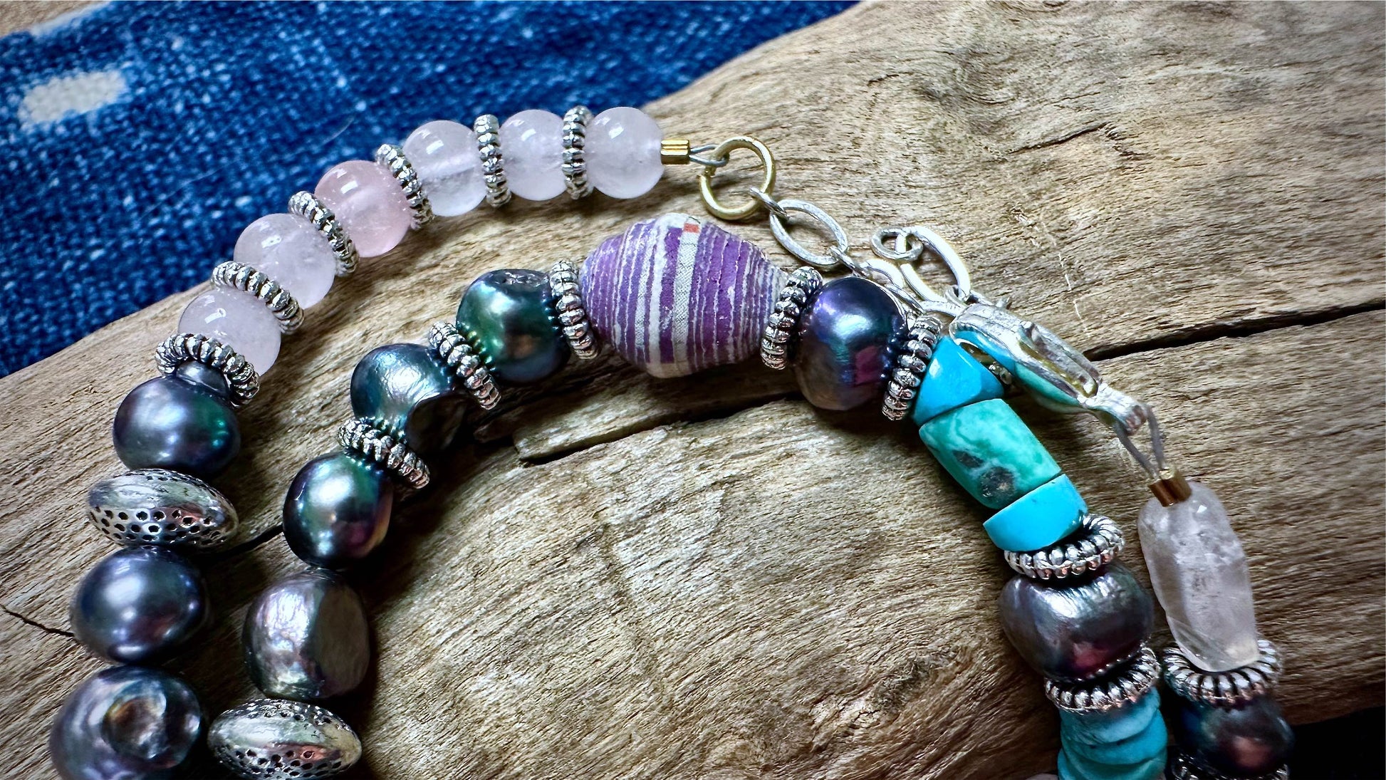 Wrap Bracelet - Triple Wrap Turquoise Bracelet — Whirls of Pearls