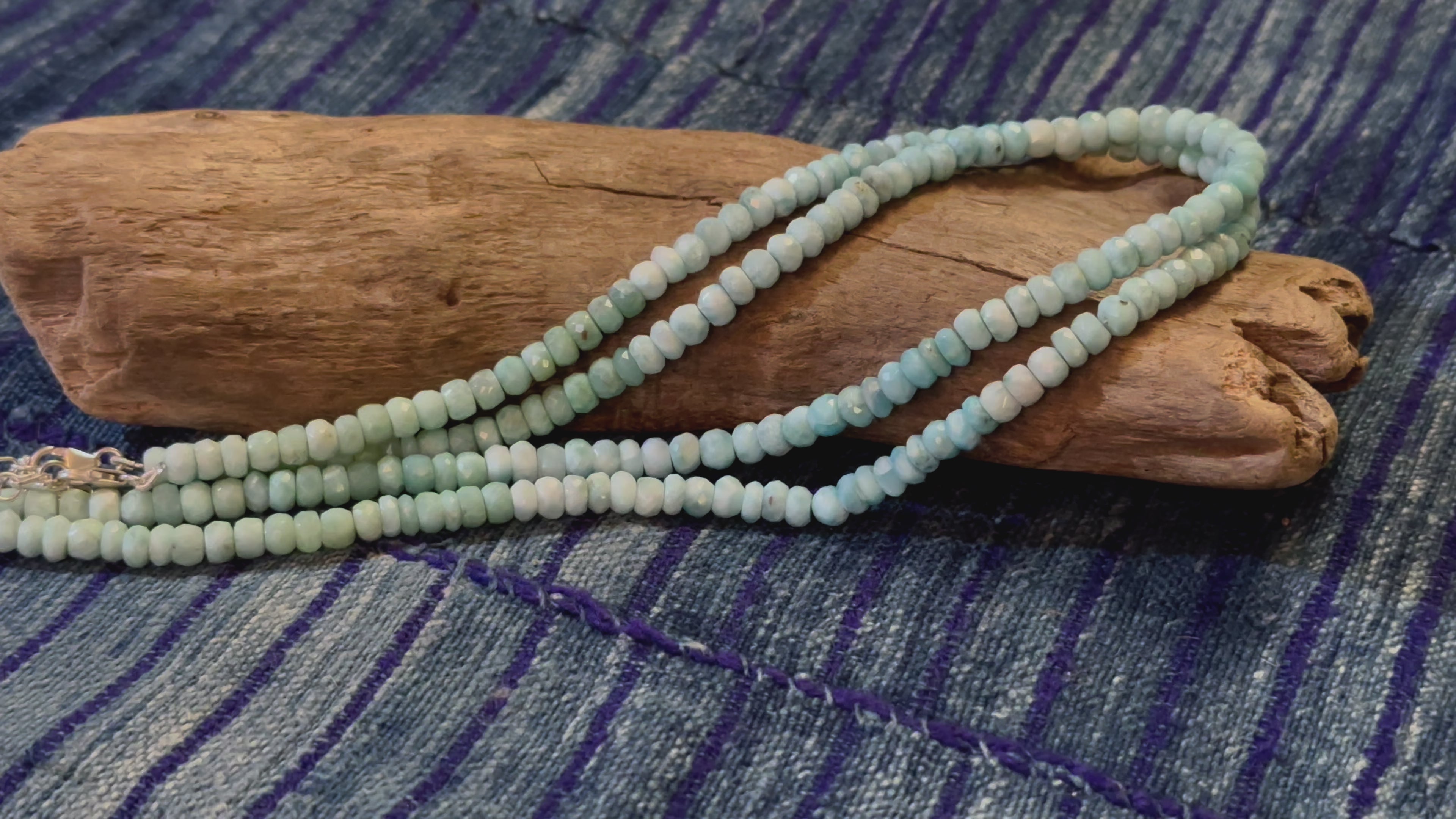 Natural Larimar Smooth Rondelle Beads | Larimar Necklace | Handmade Knotted Necklace | 120 outlets Cts | 4.5-9.5 MM | 16 Inches Strand | GIC#HM15