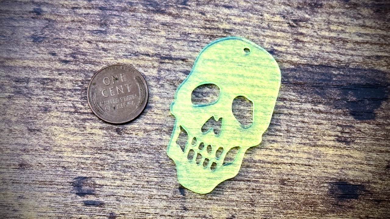 Acrylic Cutout Pendant—Large Skull—Ectoplasmic Green