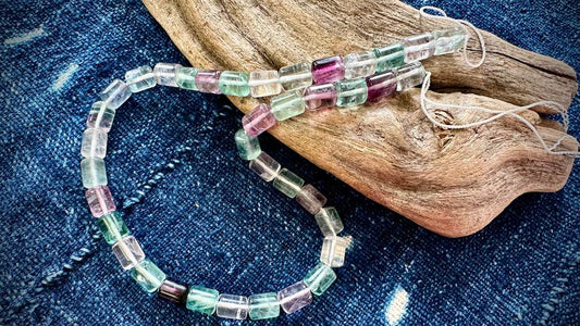 Fluorite Bead Strand - Smooth Barrels - 11mm x 8mm - 15.75”