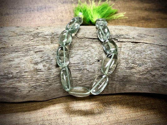 Green Quartz Puffy Ovals Bead Strand - 10mm x 14mm - 7"