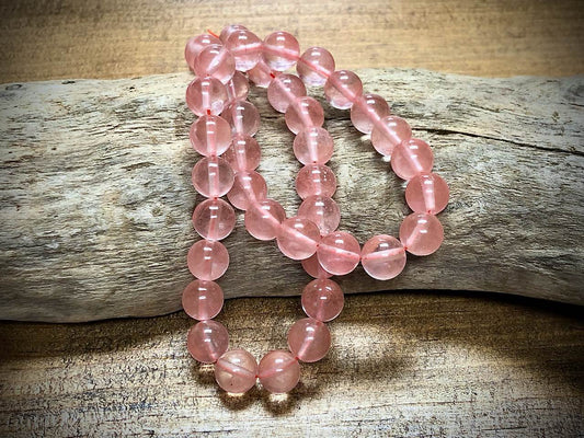 Cherry "Quartz" Glass Rounds Bead Strand - 8mm - 15"