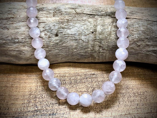 Rose Quartz Faceted Rounds Bead Strand - 8mm - 8"