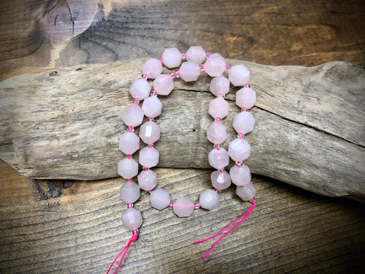 Rose Quartz Faceted Barrels Bead Strand - 10mm - 15.5”