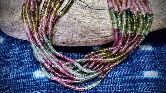 Multi-Tourmaline Bead Strand - Rondelles - 3mm - 13”