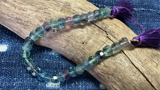 Fluorite Bead Strand - Faceted Rondelles - 8mm - 7.5”