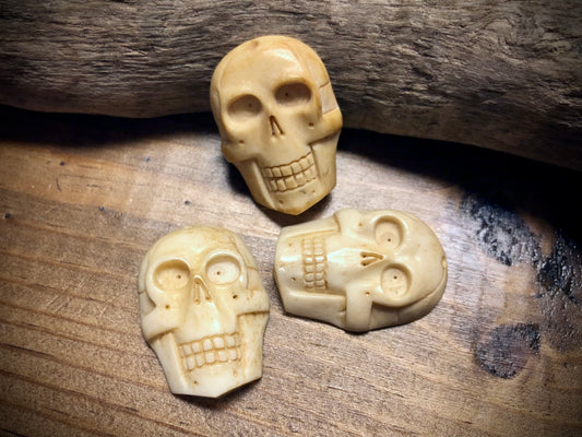 Indonesian Carved Bone Skull Bead