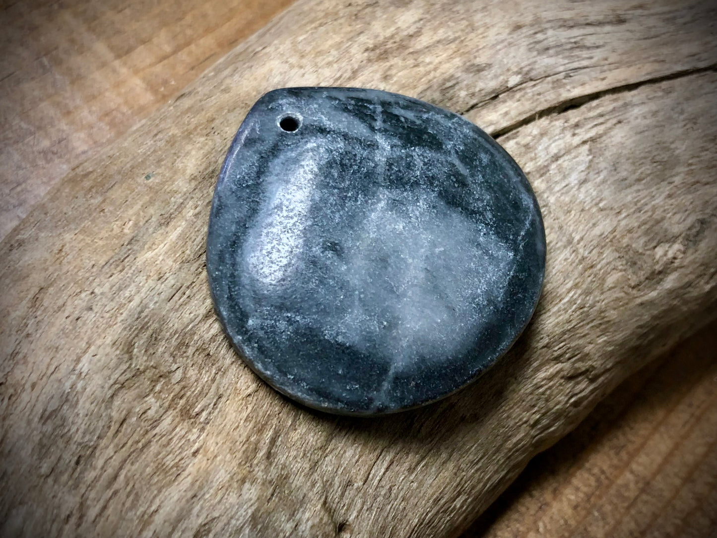 Grey Marble Stone Pendant - Pear