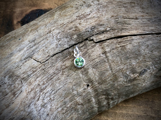 Silver Swarovski Crystal Birthstone Charm - August