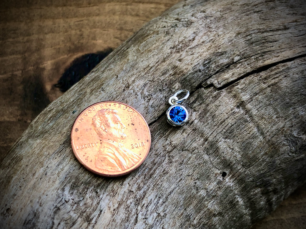 Silver Swarovski Crystal Birthstone Charm - September