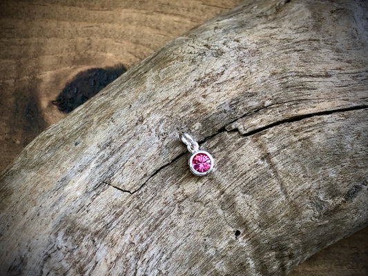 Silver Swarovski Crystal Birthstone Charm - October