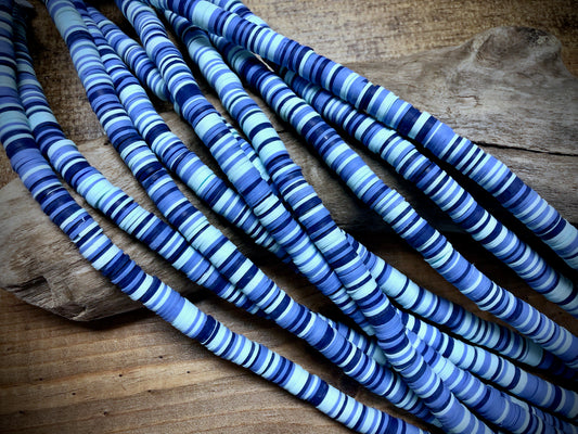 Polymer Clay Bead Strand - Lt. Sapphire Mix - 8mm Discs