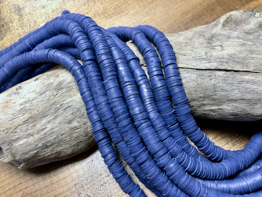 Polymer Clay Bead Strand - Dark Blue - 8mm Discs