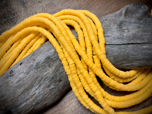 Polymer Clay Bead Strand - Yellow - 6mm Discs