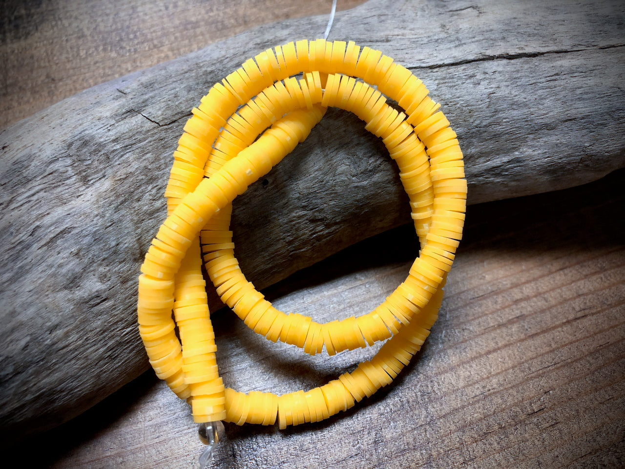 Polymer Clay Bead Strand - Yellow - 6mm Discs