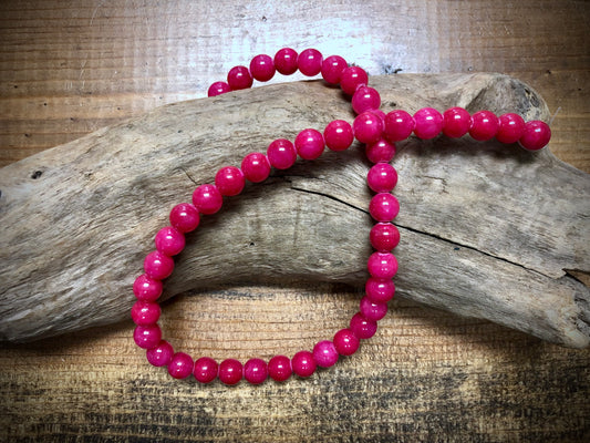 Dyed Jade Smooth Rounds - Hot Pink - 8mm - 15.5"