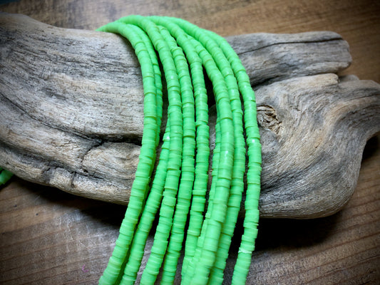 Polymer Clay Bead Strand - Green - 4mm Discs