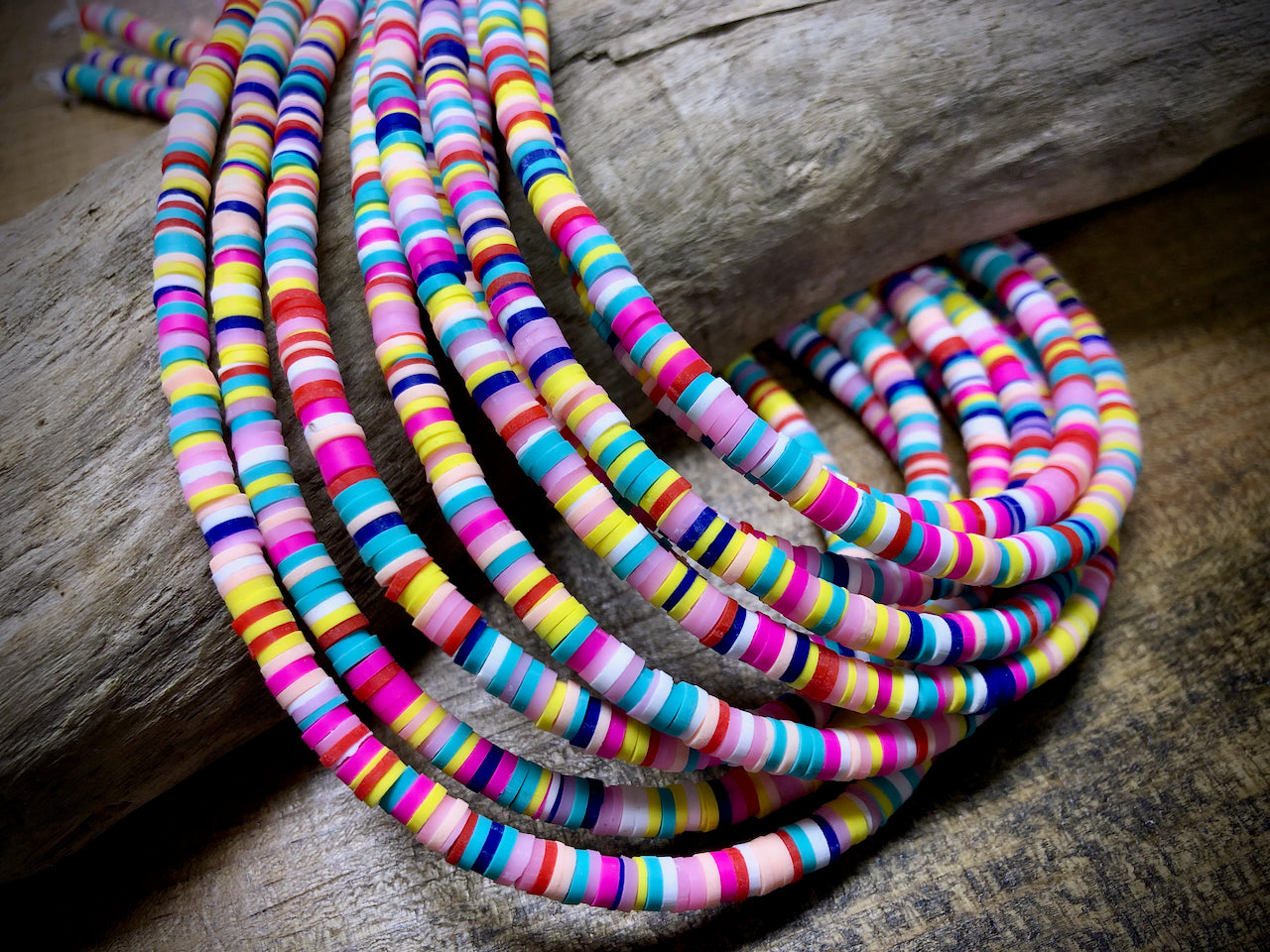 Polymer Clay Bead Strand - Mixed - 4mm Discs