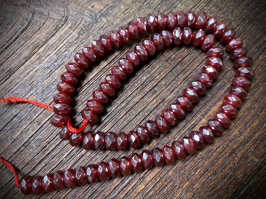 Plated Carnelian Faceted Rondelles Bead Strand - 8mm x 5mm - 15"