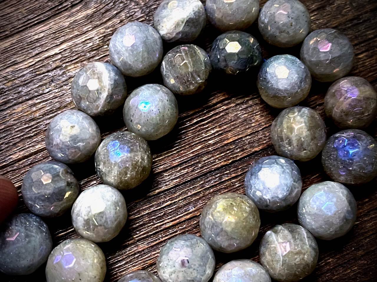 Coated Labradorite Faceted Round Bead Strand - 10mm