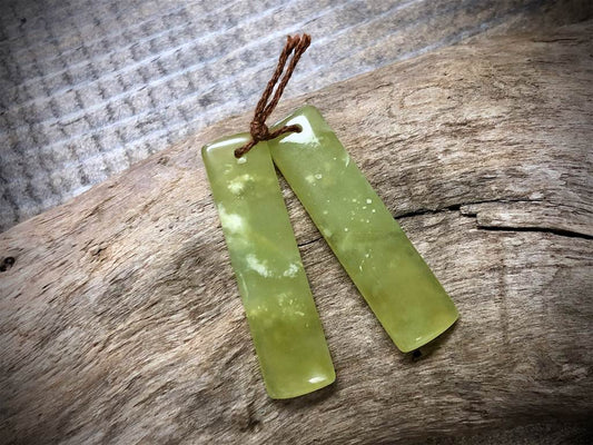 Chartreuse Jade Gemstone Pair