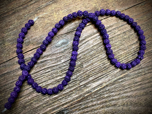 Purple (dyed) Lava 4-4.5mm Round Beads