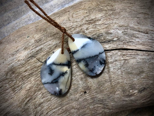 Dendritic Agate Gemstone Pair