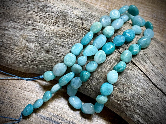 Peruvian Amazonite Pebbles Bead Strand - 8mm x 10mm - 15.5"