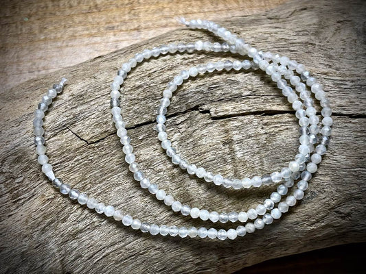 Mystic Moonstone Faceted Rounds Bead Strand - 2mm - 14"