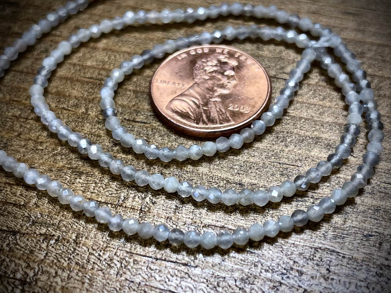 Mystic Moonstone Faceted Rounds Bead Strand - 2mm - 14"